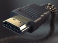 HDMI cable for computer tv and video on black background