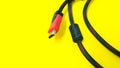 HDMI cable connector on yellow background Royalty Free Stock Photo