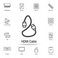 HDMI cable icon. Detailed set of computer part icons. Premium graphic design. One of the collection icons for websites, web design