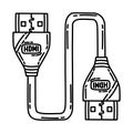 HDMI Cable Icon. Doodle Hand Drawn or Outline Icon Style