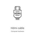 hdmi cable icon vector from computer hardware collection. Thin line hdmi cable outline icon vector illustration. Linear symbol for