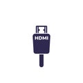 HDMI cable icon on white, vector