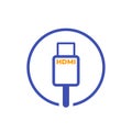 HDMI cable vector icon on white Royalty Free Stock Photo