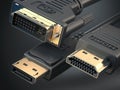 HDMI, Display port and DVI cables. Most common types of digital video cables and display connectors Royalty Free Stock Photo