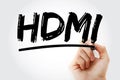 HDMI - High Definition Multimedia Interface acronym with marker, technology concept background Royalty Free Stock Photo