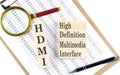 HDMI - High Definition Multimedia Interface text on wooden block on chart background Royalty Free Stock Photo