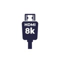 HDMI 8k cable icon on white, vector Royalty Free Stock Photo