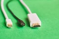 HDMI , mini display port and type C cables. Royalty Free Stock Photo