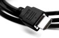 HDMI plug, cable connector closeup on white background, macro Royalty Free Stock Photo