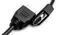 HDMI plugs, cable closeup on white background, macro Royalty Free Stock Photo