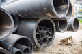 HDPE pipe for water supply at construction site Royalty Free Stock Photo
