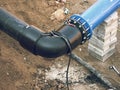 HDPE pipe welding underground, City portable water system Royalty Free Stock Photo