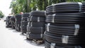 Stock of HDPE pipe in site Royalty Free Stock Photo