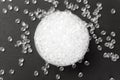 HDPE. Transparent Polyethylene granules.IDPE. Plastic pellets. Plastic Raw material .High Density Polyethylene Royalty Free Stock Photo