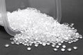 HDPE. Transparent Polyethylene granules.Plastic pellets. Plastic Royalty Free Stock Photo