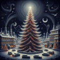 HDR ASCII Detailed Text Tree An HDR image of a Christmas tree co