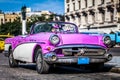 HDR - Beautiful american ping vintage car parked in Havana Cuba - Serie Cuba Reportage Royalty Free Stock Photo