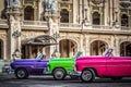 HDR - Beautiful american vintage cars parked in Havana Cuba - Serie Cuba Reportage Royalty Free Stock Photo