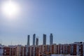 HDR of the city of Madrid with the 4 towers, in Spain Royalty Free Stock Photo