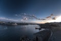 HDR colorful vivid sunset photo over historic Valletta city cityscape