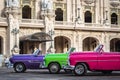 HDR Cuba american classic cars parked on the street in Havana Royalty Free Stock Photo