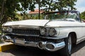 HDR Cuba american white Oldtimer parked in havana Royalty Free Stock Photo