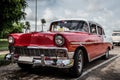 HDR Cuba red american Oldtimer parked in Varadero