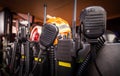 HDR - Firefighter equipment in a fire truck with walkie talkies Royalty Free Stock Photo