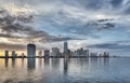 HDR of Miami Skyline Royalty Free Stock Photo