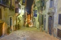 HDR night photo of a historic street of the Valletta city, capital of Malta