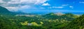 HDR panorama over green mountains of Nu`uanu Pali Lookout in Oah Royalty Free Stock Photo