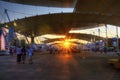 HDR photo of the colorful modern futuristic looking main street of EXPO 2015 in Milan during sunset