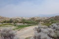 HDR Photo. Desert hills and brush on a smoky, hazy day at Rye Patch State Recreation Area, outside of Lovelock, Nevada