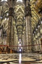 HDR photo Interior of the famous Cathedral Duomo di Milano on piazza in Milan