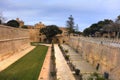 HDR photo of Mdina city historic walls. Mdina is the former historic capital of the Malta island