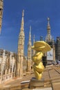HDR photo of people on the roof of the Cathedral Duomo di Milano on piazza in Milan