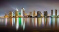 An HDR photo of the skyline of San Diego from the Coronado island. Royalty Free Stock Photo