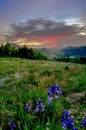 Sunset over valley after windy day