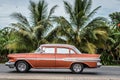 HDR red brown vintage car in Santa Clara Cuba