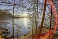 HDR shot of sunlight over Angerman river at Lunde in Sweden Royalty Free Stock Photo