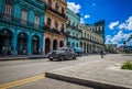 HDR - Street life scene in Havana Cuba with american vintage cars on the street - Serie Cuba Reportage Royalty Free Stock Photo