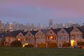 HDR Sunset in Alamo Square Royalty Free Stock Photo