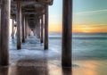 HDR Sunset behind the Huntington Beach pier Royalty Free Stock Photo