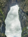 HDR: The Tianmen Mountain with a view of the cave Known as The Heaven`s Gate and the steep 999 stairs at Zhangjiagie, Hunan Provi