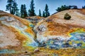 HDR trail view of the Sulphur Works hydrothermal area at Lassen Volcanic National Park, California. Royalty Free Stock Photo