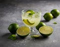 HDR trendy photo of slices of Limette fresh juice Food Fruits Limettes - Ai image Royalty Free Stock Photo