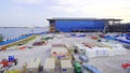 HDR video Broward County Convention Center under construction at Port Everglades stock footage 2024