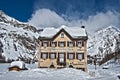 HDR Winter view of an house at mountain Royalty Free Stock Photo
