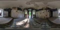 360 hdri panorama in entrance hall of abandoned empty concrete room or unfinished building in full seamless spherical panorama in Royalty Free Stock Photo
