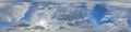 360 hdri panorama in equirectangular format of blue skydome and haze clouds with flock of birds for use in 3d graphics or game Royalty Free Stock Photo